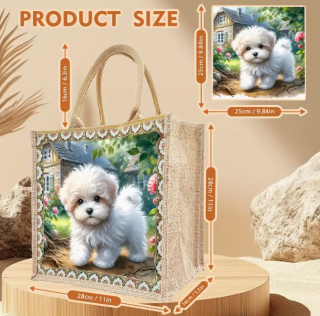 Preview: Diamond Painting Tragtasche Malteser Welpe